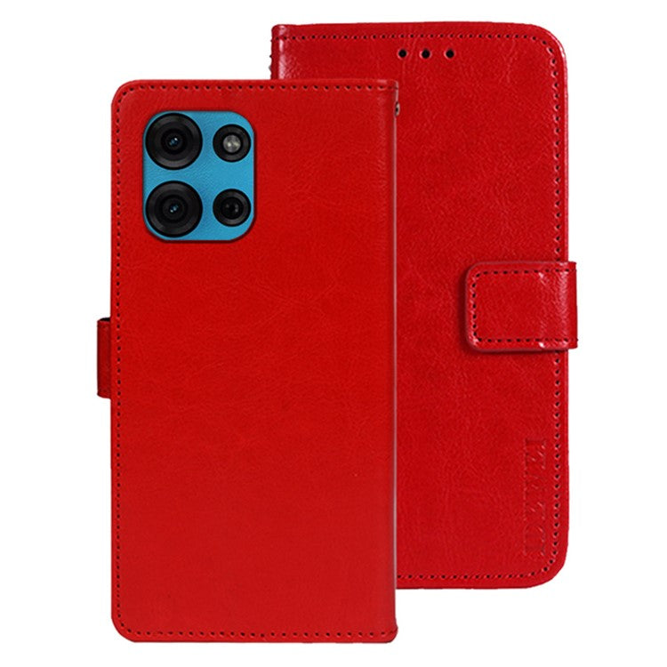 IDEWEI For Motorola Moto G75 5G Stand Case Crazy Horse Texture Leather Phone Cover - Red