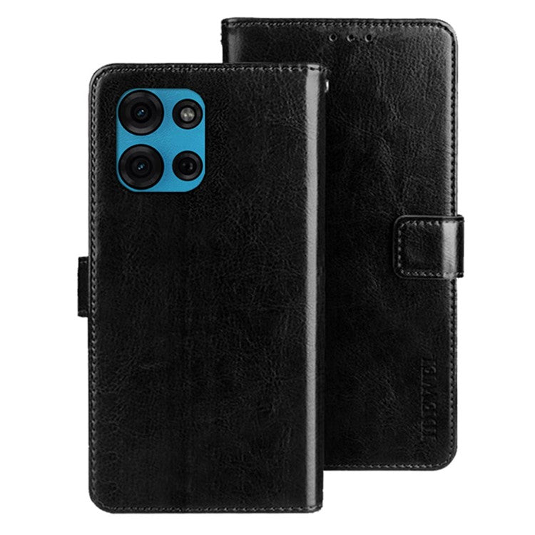 IDEWEI For Motorola Moto G75 5G Stand Case Crazy Horse Texture Leather Phone Cover - Black