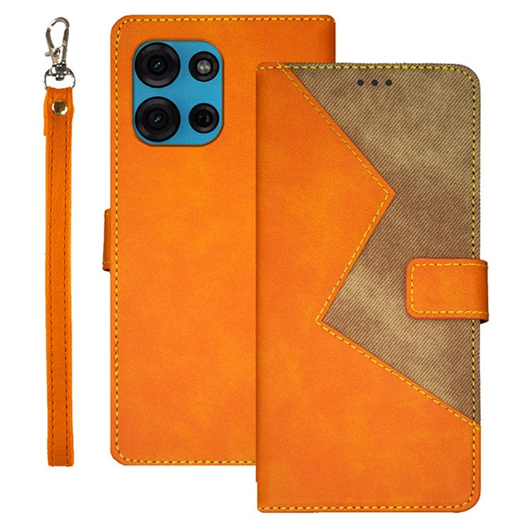 IDEWEI For Motorola Moto G75 5G Case Card Slots Splicing Color Leather Phone Cover - Yellow