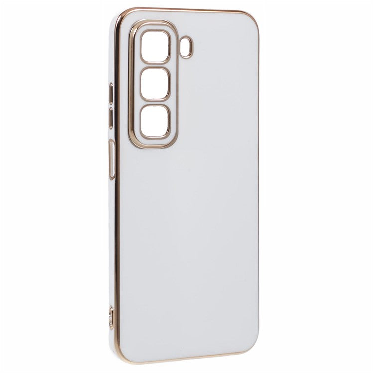 For Infinix Hot 50 5G Case TPU Slim Fit Shockproof Phone Cover 6D Electroplating - White
