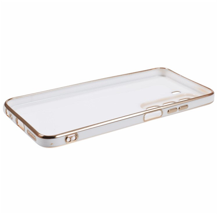 For Infinix Hot 50 5G Case TPU Slim Fit Shockproof Phone Cover 6D Electroplating - White