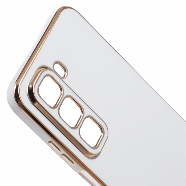 For Infinix Hot 50 5G Case TPU Slim Fit Shockproof Phone Cover 6D Electroplating - White