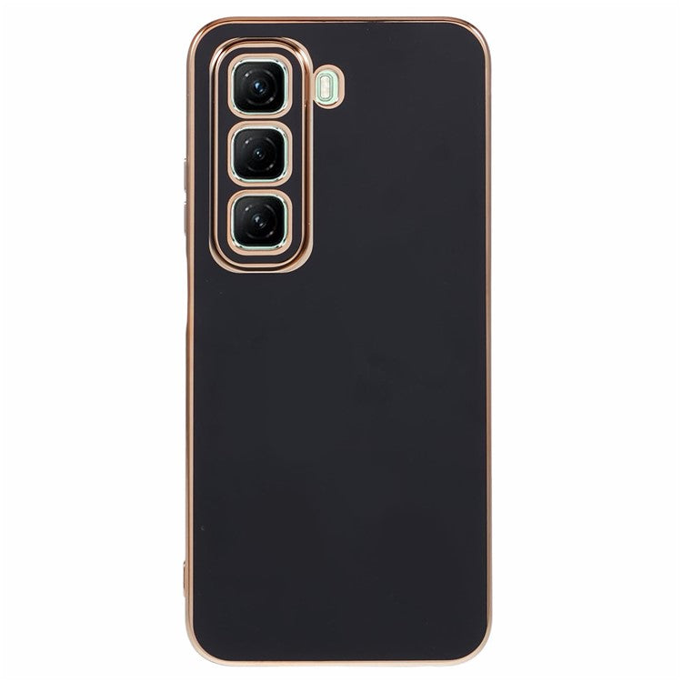 For Infinix Hot 50 5G Case TPU Slim Fit Shockproof Phone Cover 6D Electroplating - Black