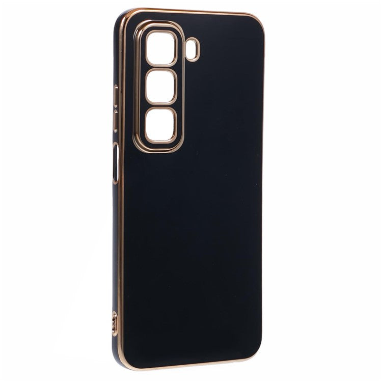 For Infinix Hot 50 5G Case TPU Slim Fit Shockproof Phone Cover 6D Electroplating - Black
