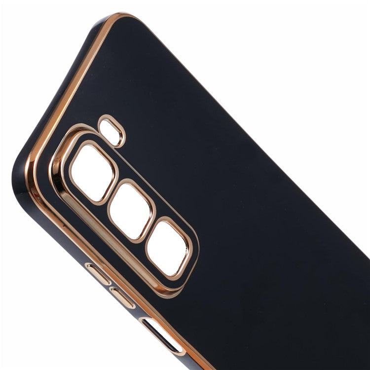 For Infinix Hot 50 5G Case TPU Slim Fit Shockproof Phone Cover 6D Electroplating - Black