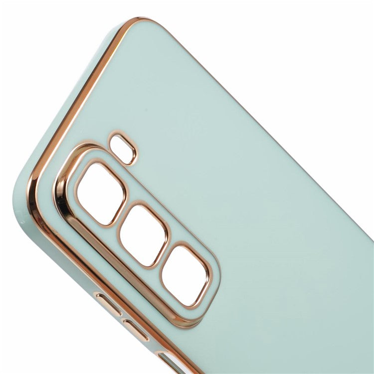 For Infinix Hot 50 5G Case TPU Slim Fit Shockproof Phone Cover 6D Electroplating - Cyan