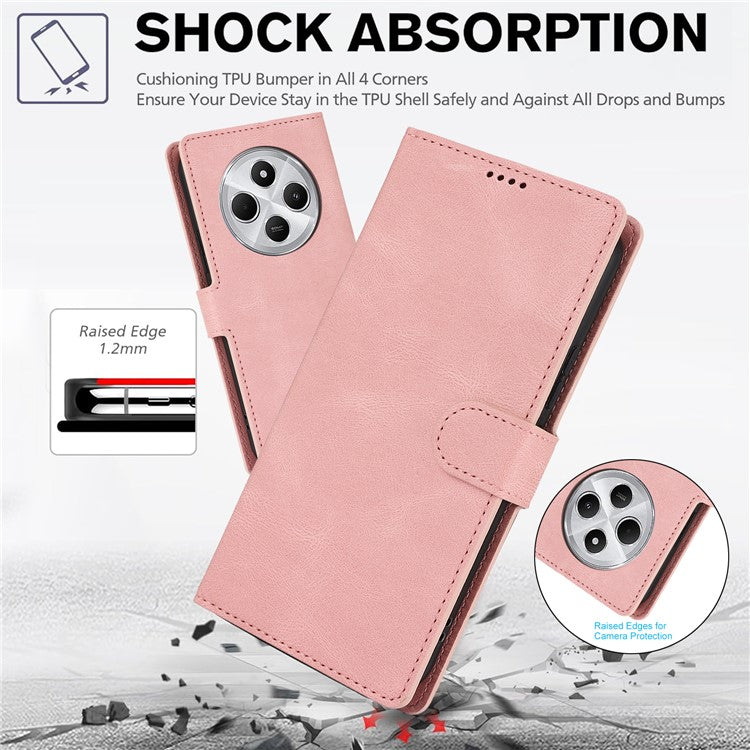 For Xiaomi Poco C75 4G / Redmi 14R 5G / 14C 4G Case PU Leather Phone Cover with Wallet Stand View - Pink