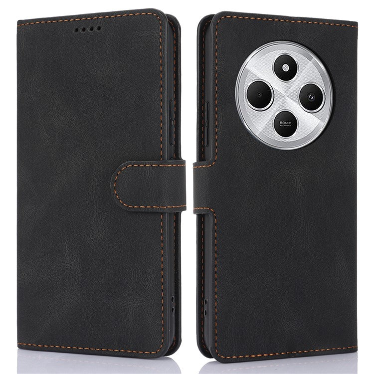 For Xiaomi Poco C75 4G / Redmi 14R 5G / 14C 4G Case PU Leather Phone Cover with Wallet Stand View - Black