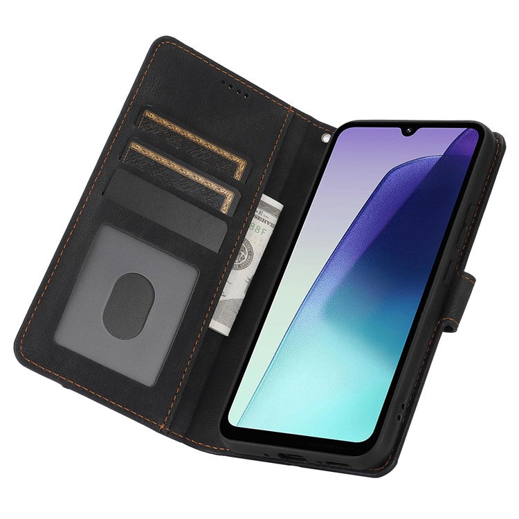 For Xiaomi Poco C75 4G / Redmi 14R 5G / 14C 4G Case PU Leather Phone Cover with Wallet Stand View - Black