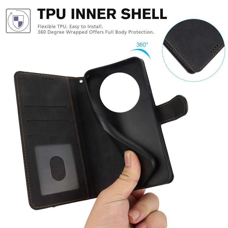 For Xiaomi Poco C75 4G / Redmi 14R 5G / 14C 4G Case PU Leather Phone Cover with Wallet Stand View - Black