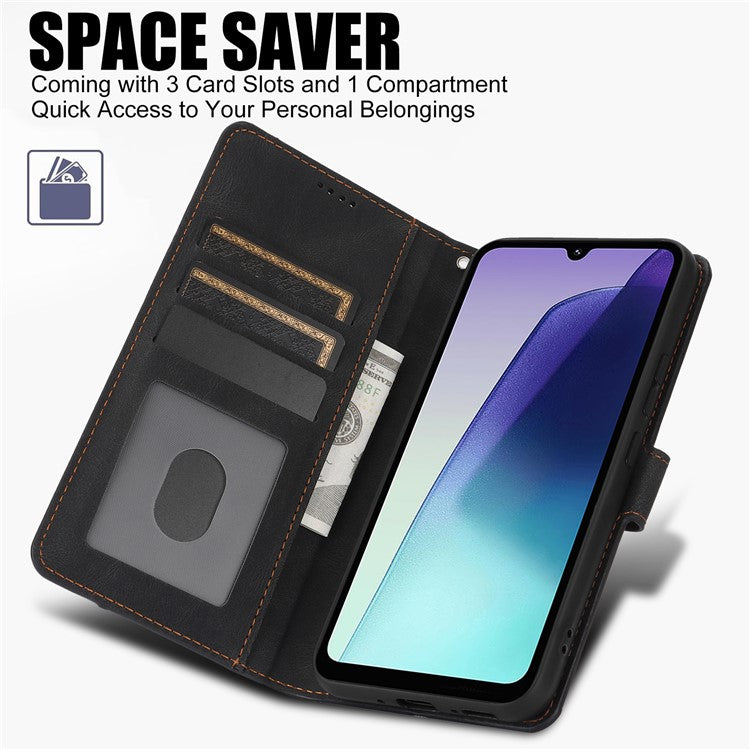For Xiaomi Poco C75 4G / Redmi 14R 5G / 14C 4G Case PU Leather Phone Cover with Wallet Stand View - Black