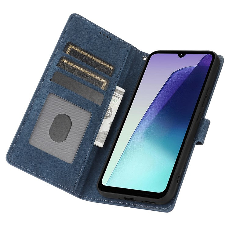 For Xiaomi Poco C75 4G / Redmi 14R 5G / 14C 4G Case PU Leather Phone Cover with Wallet Stand View - Blue