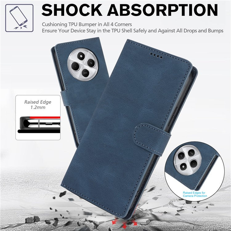 For Xiaomi Poco C75 4G / Redmi 14R 5G / 14C 4G Case PU Leather Phone Cover with Wallet Stand View - Blue