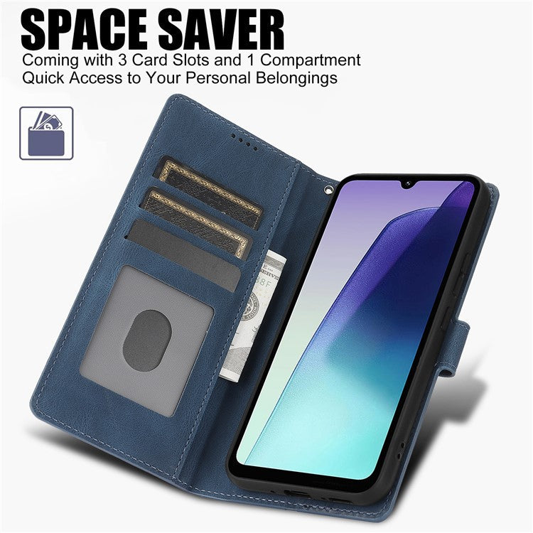 For Xiaomi Poco C75 4G / Redmi 14R 5G / 14C 4G Case PU Leather Phone Cover with Wallet Stand View - Blue