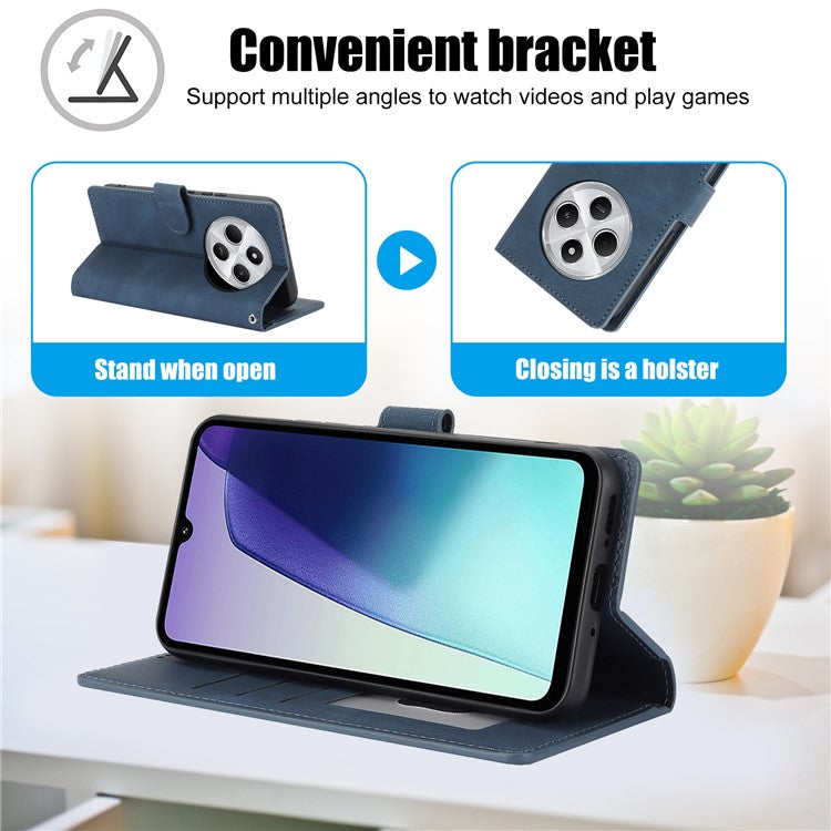 For Xiaomi Poco C75 4G / Redmi 14R 5G / 14C 4G Case PU Leather Phone Cover with Wallet Stand View - Blue