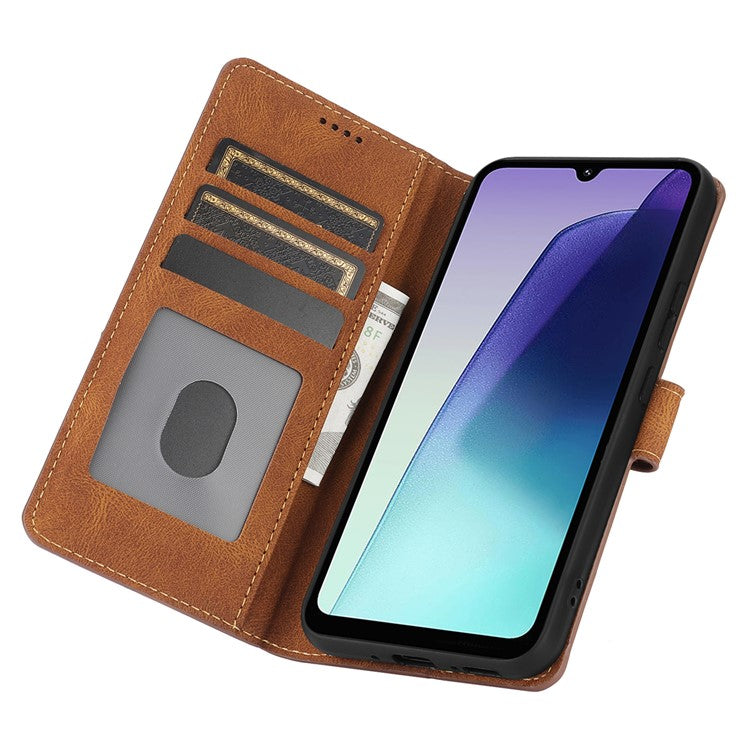 For Xiaomi Poco C75 4G / Redmi 14R 5G / 14C 4G Case PU Leather Phone Cover with Wallet Stand View - Brown