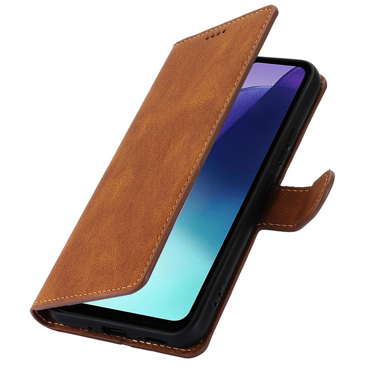 For Xiaomi Poco C75 4G / Redmi 14R 5G / 14C 4G Case PU Leather Phone Cover with Wallet Stand View - Brown