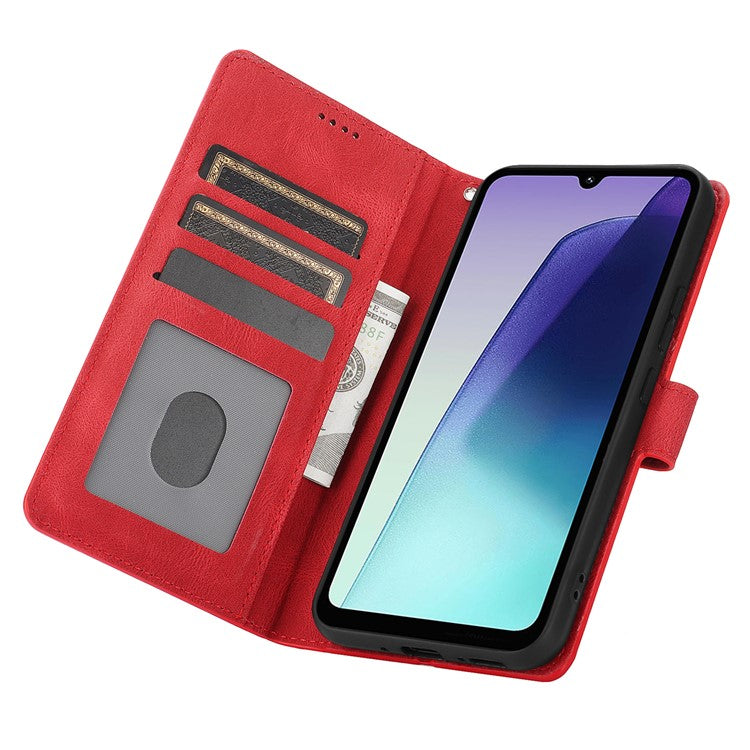 For Xiaomi Poco C75 4G / Redmi 14R 5G / 14C 4G Case PU Leather Phone Cover with Wallet Stand View - Red