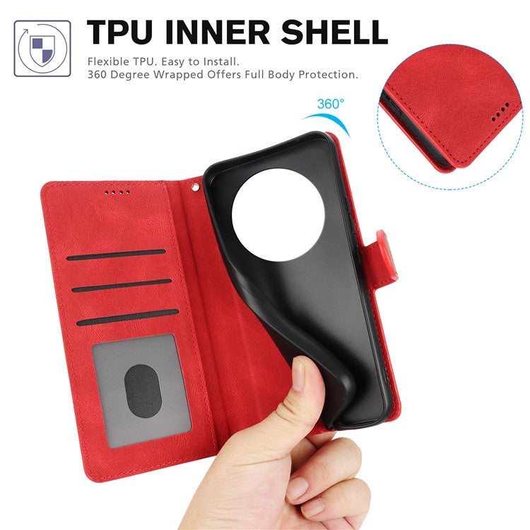 For Xiaomi Poco C75 4G / Redmi 14R 5G / 14C 4G Case PU Leather Phone Cover with Wallet Stand View - Red