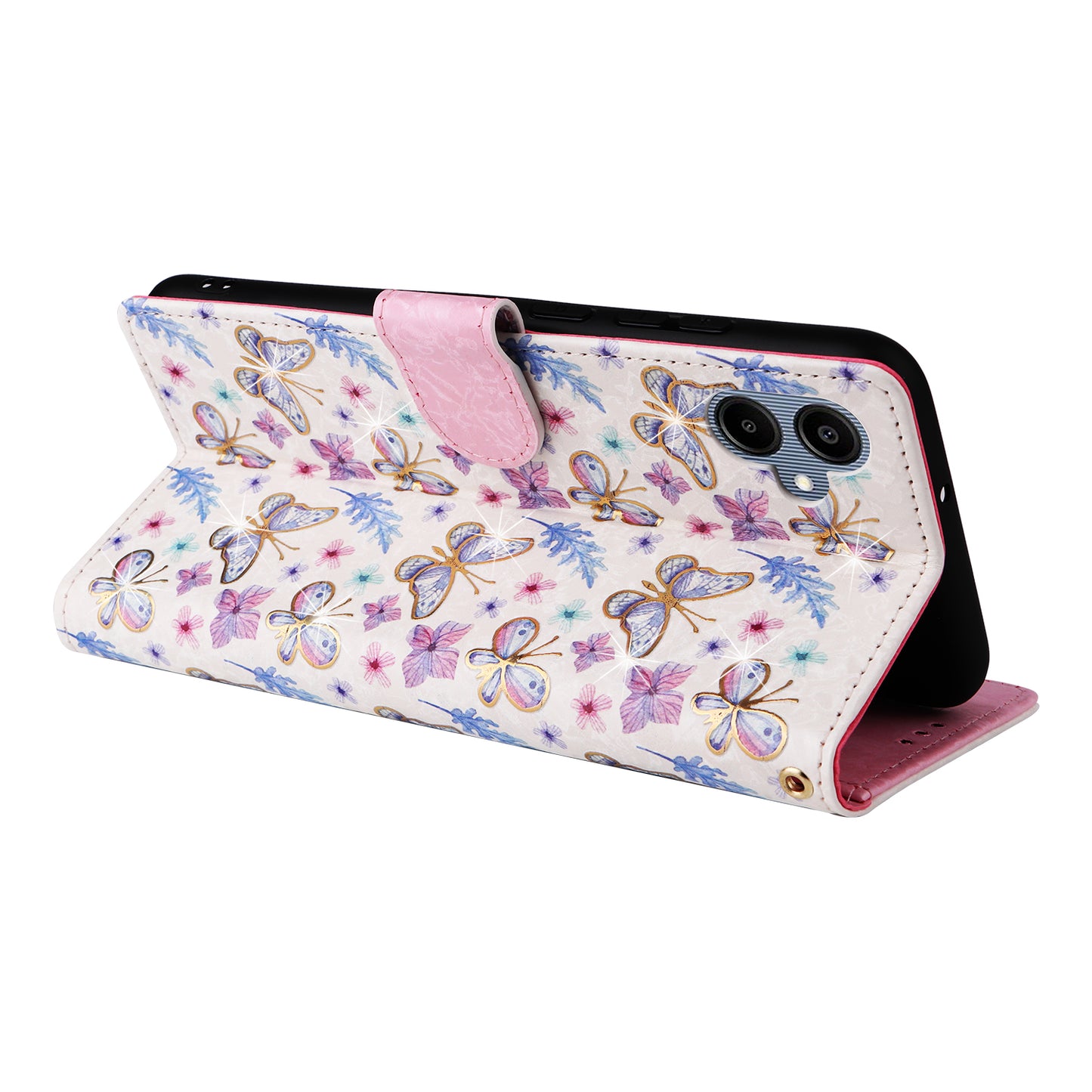 For Samsung Galaxy A06 Case RFID Blocking Flower Leather Phone Cover - Butterfly Flower