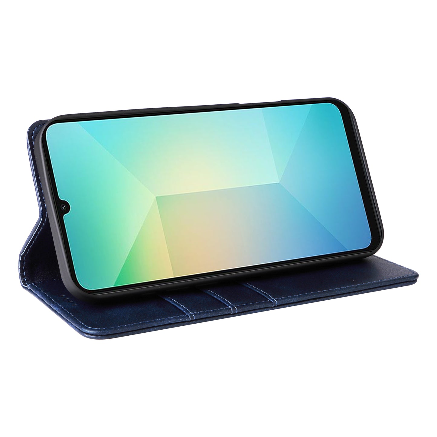 For Samsung Galaxy A06 Case RFID Blocking PU Leather Phone Wallet Cover - Blue