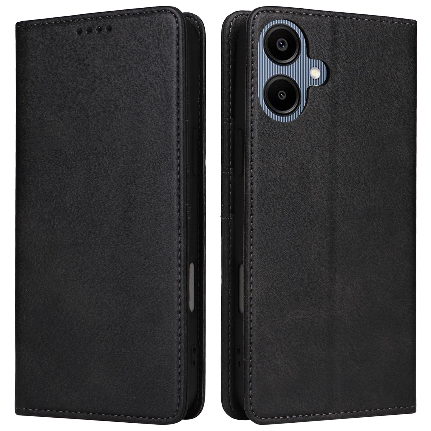 For Samsung Galaxy A06 Case RFID Blocking PU Leather Phone Wallet Cover - Black