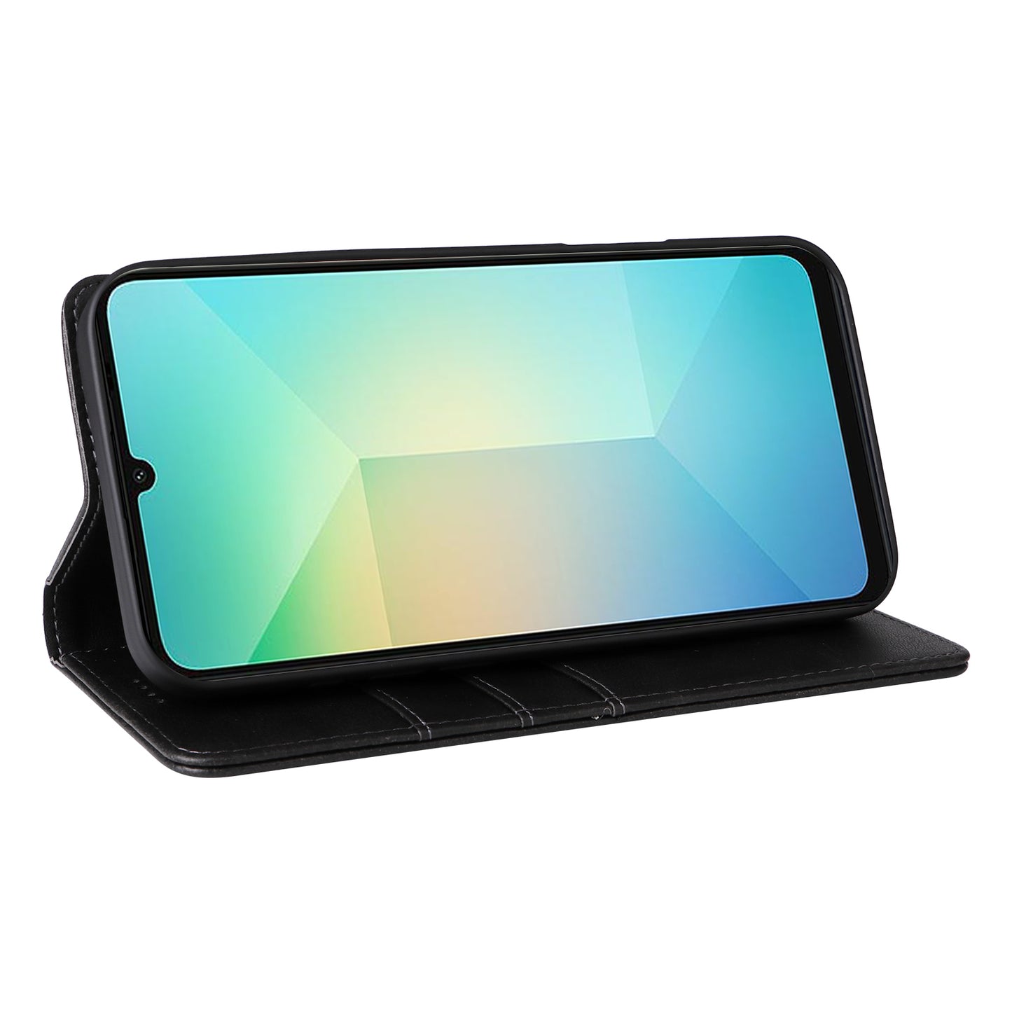 For Samsung Galaxy A06 Case RFID Blocking PU Leather Phone Wallet Cover - Black