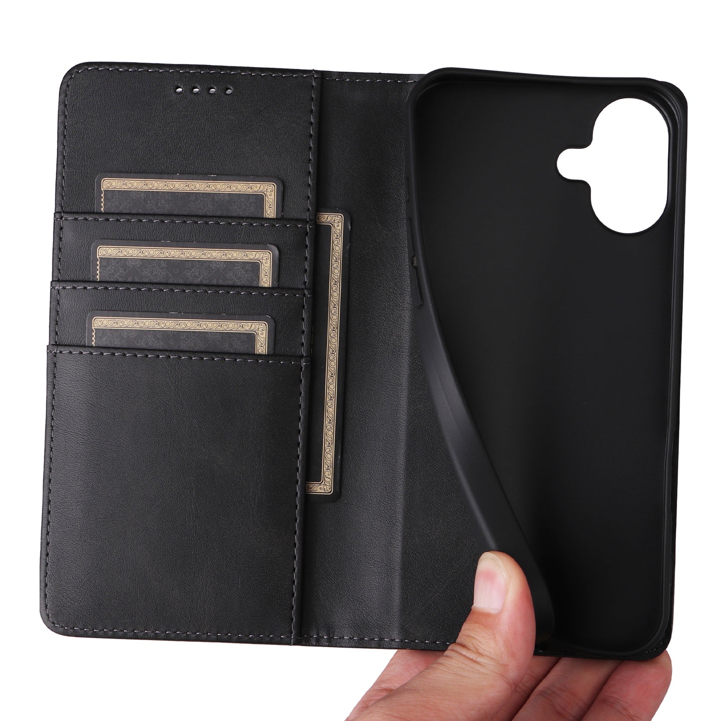 For Samsung Galaxy A06 Case RFID Blocking PU Leather Phone Wallet Cover - Black