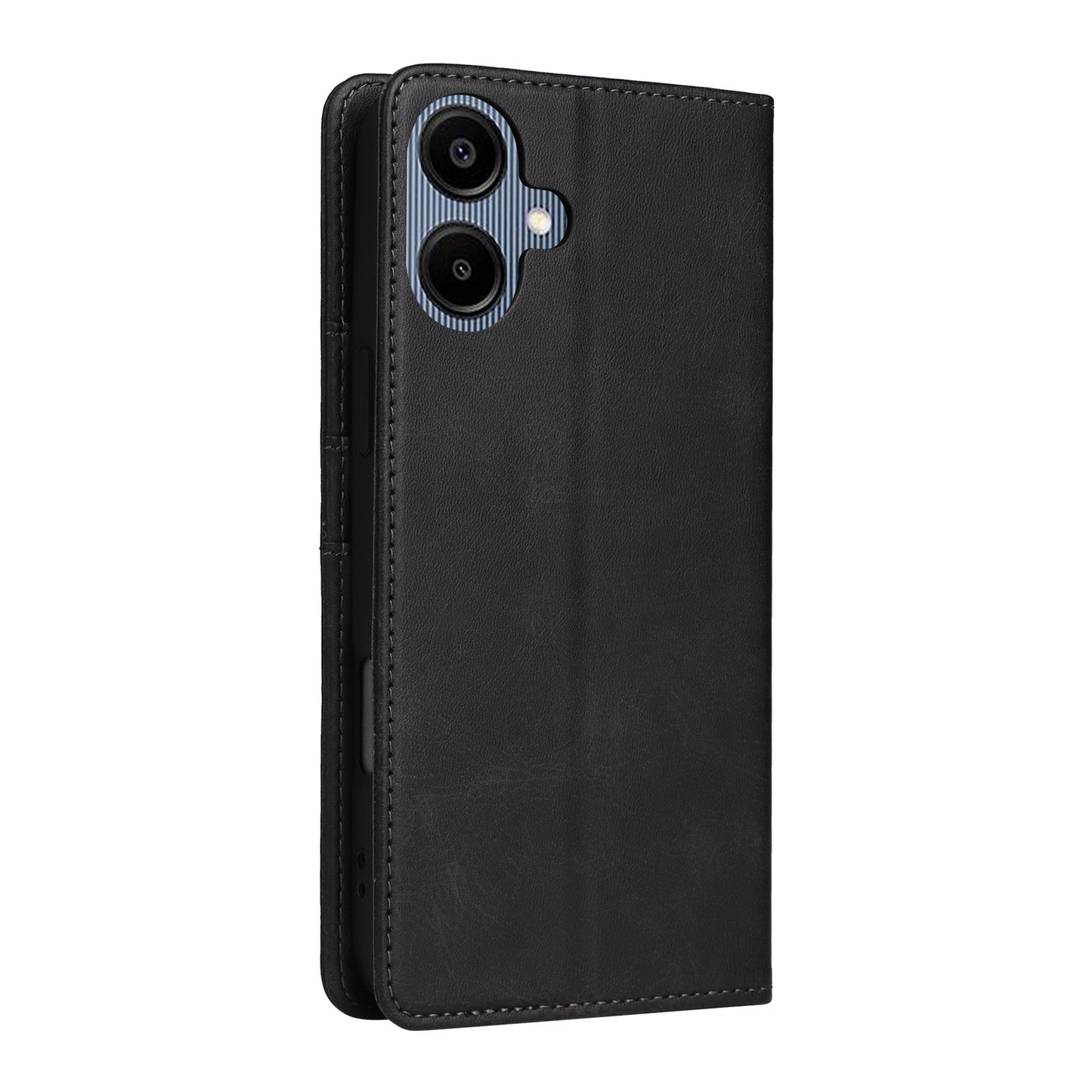 For Samsung Galaxy A06 Case RFID Blocking PU Leather Phone Wallet Cover - Black