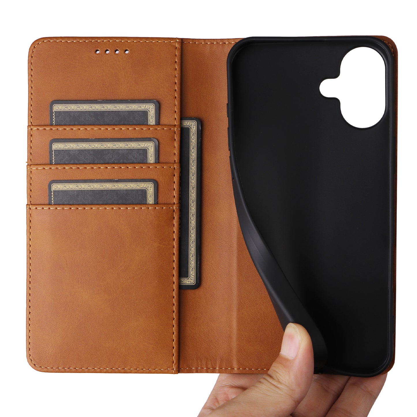 For Samsung Galaxy A06 Case RFID Blocking PU Leather Phone Wallet Cover - Brown