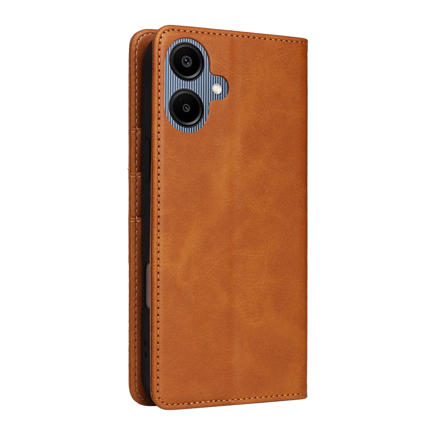 For Samsung Galaxy A06 Case RFID Blocking PU Leather Phone Wallet Cover - Brown