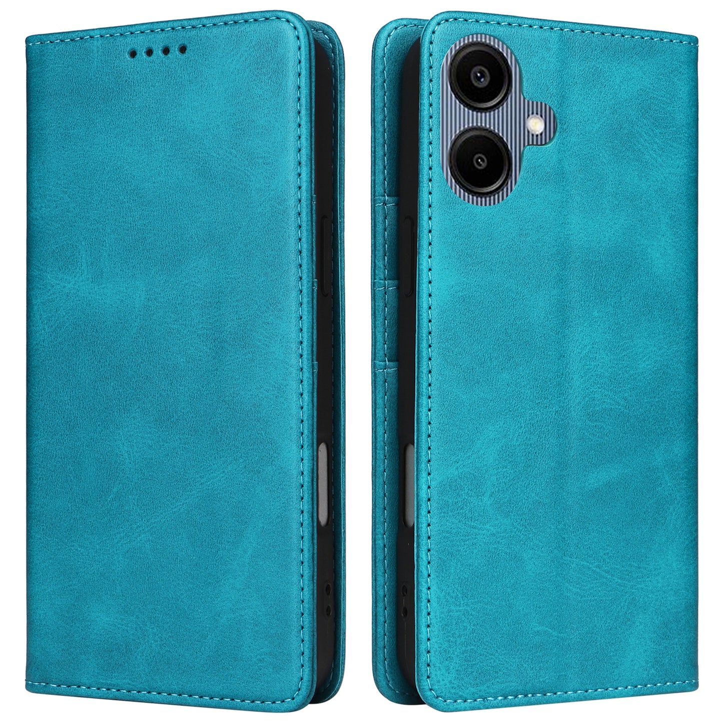 For Samsung Galaxy A06 Case RFID Blocking PU Leather Phone Wallet Cover - Peacock Blue