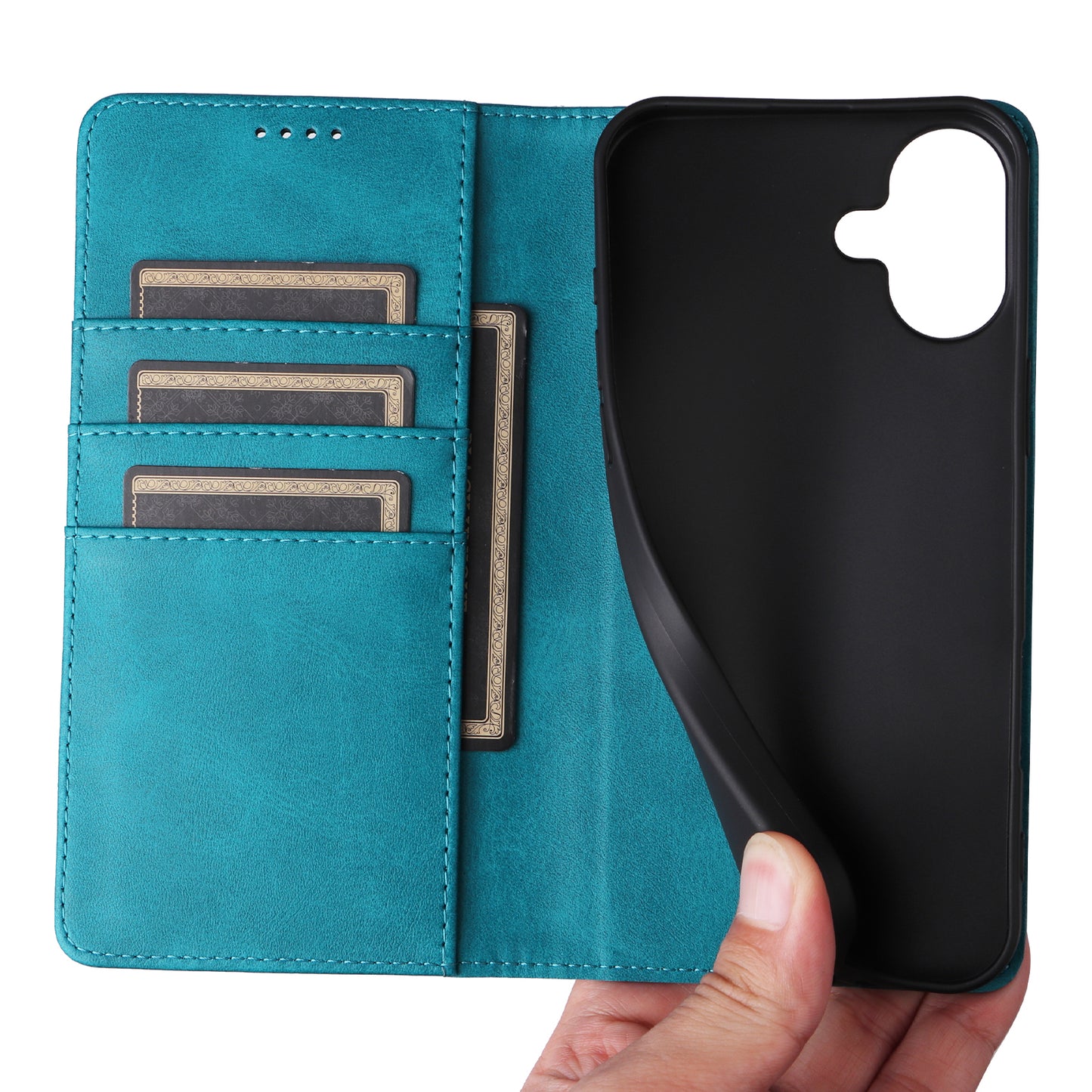 For Samsung Galaxy A06 Case RFID Blocking PU Leather Phone Wallet Cover - Peacock Blue