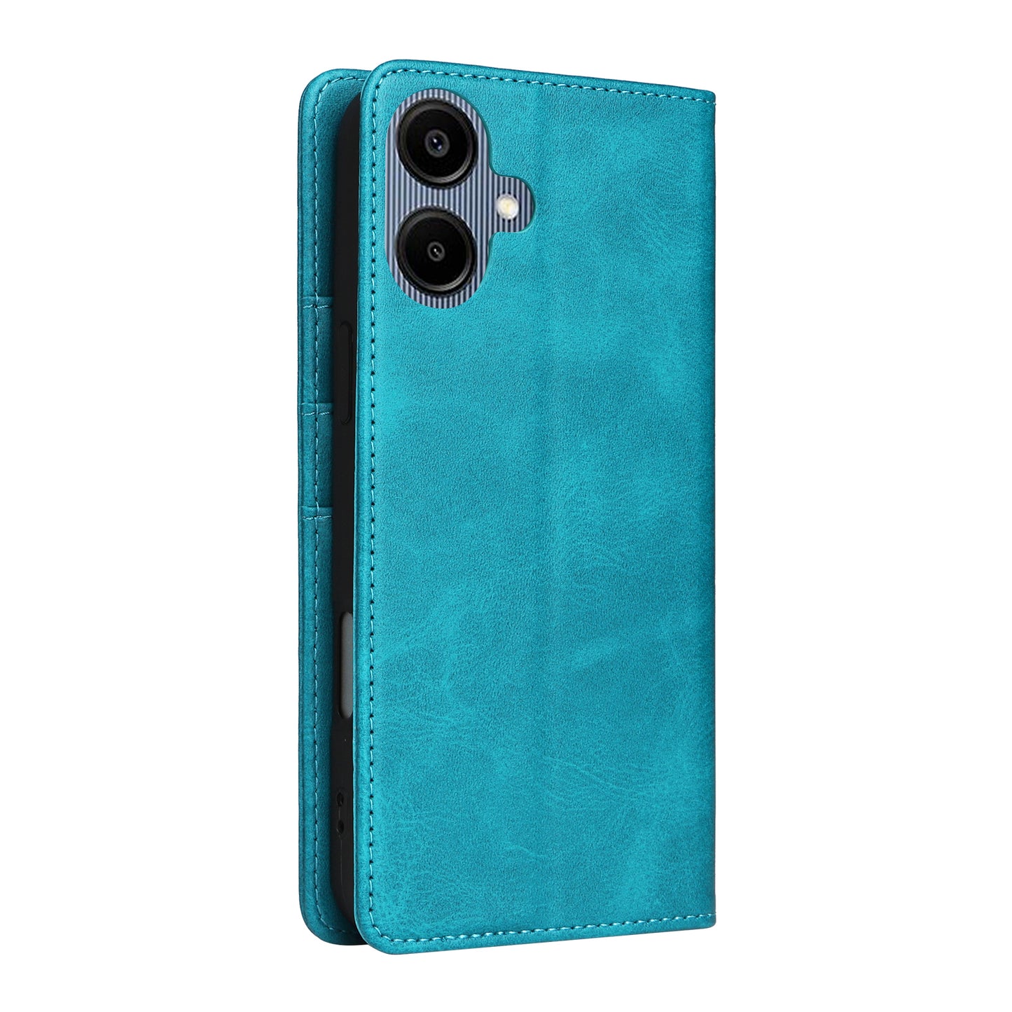For Samsung Galaxy A06 Case RFID Blocking PU Leather Phone Wallet Cover - Peacock Blue