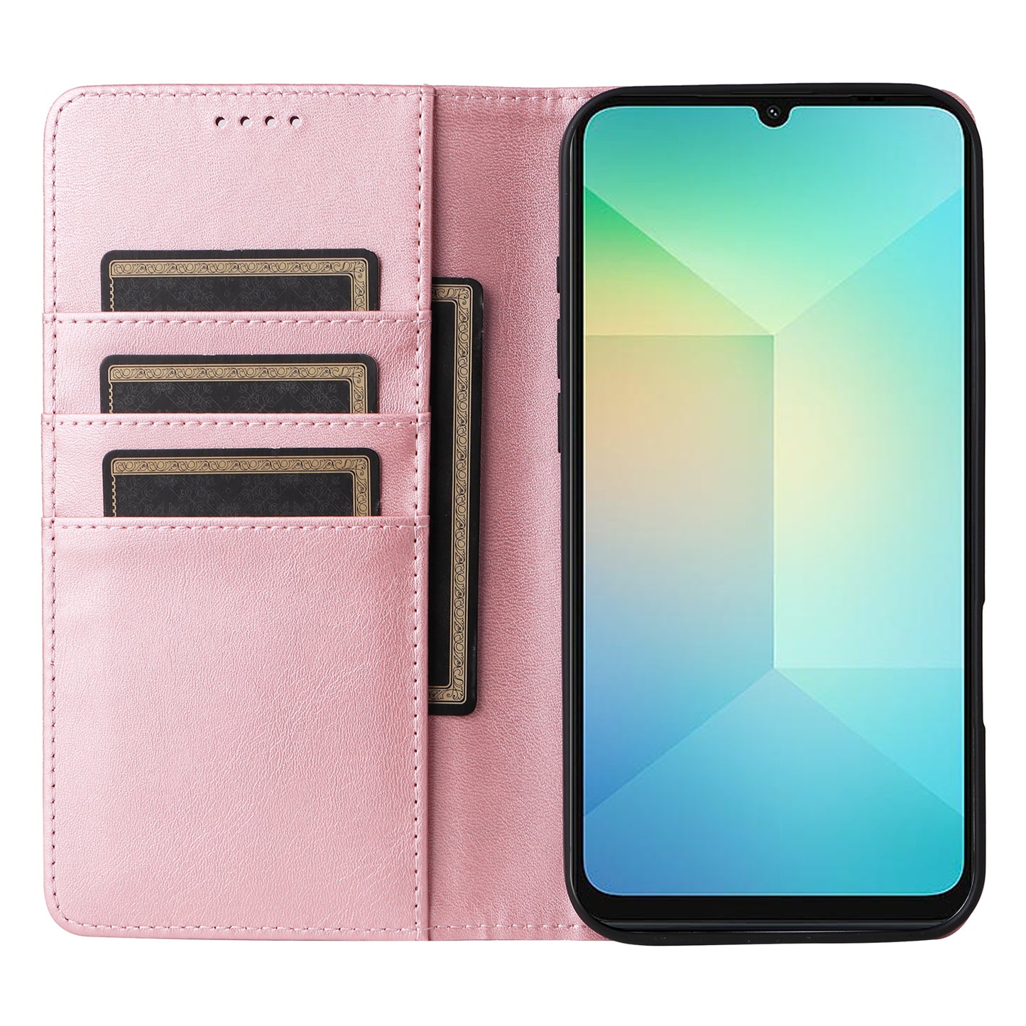 For Samsung Galaxy A06 Case RFID Blocking PU Leather Phone Wallet Cover - Pink