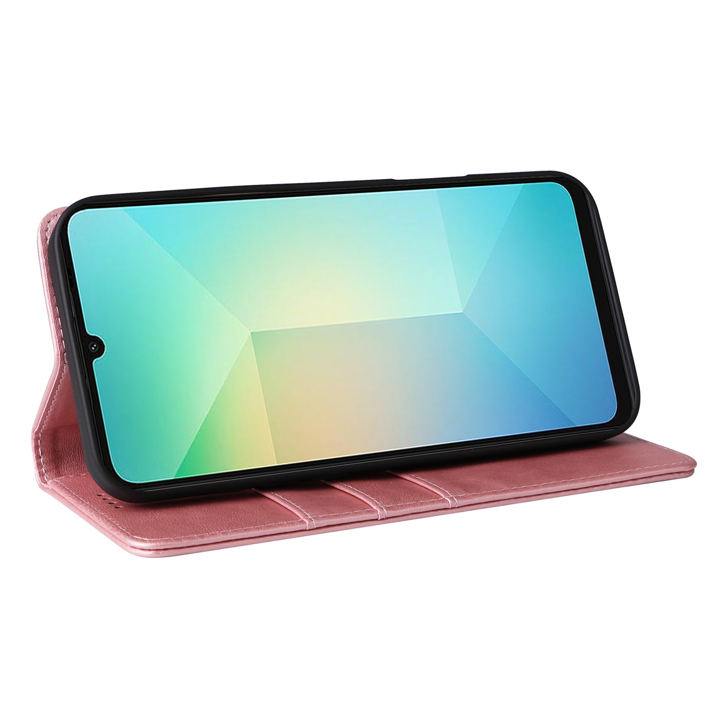 For Samsung Galaxy A06 Case RFID Blocking PU Leather Phone Wallet Cover - Pink