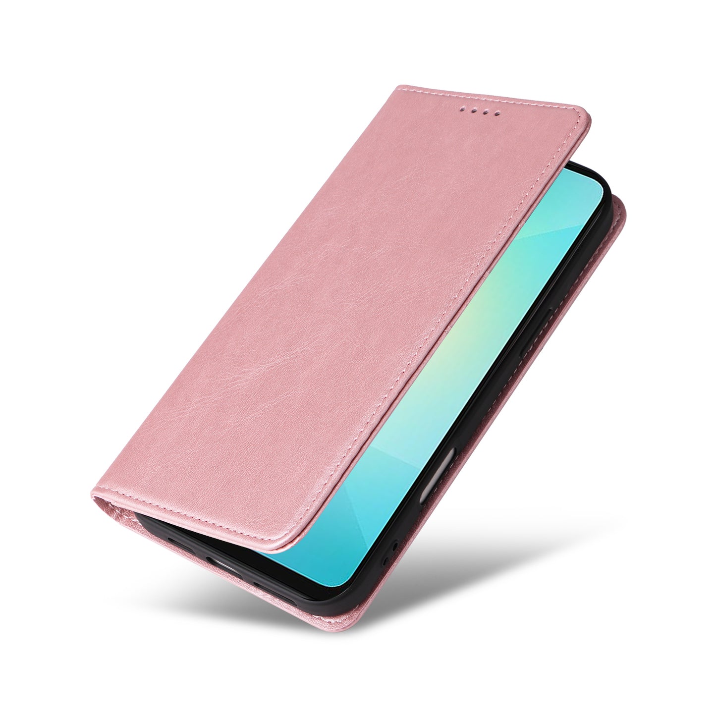 For Samsung Galaxy A06 Case RFID Blocking PU Leather Phone Wallet Cover - Pink