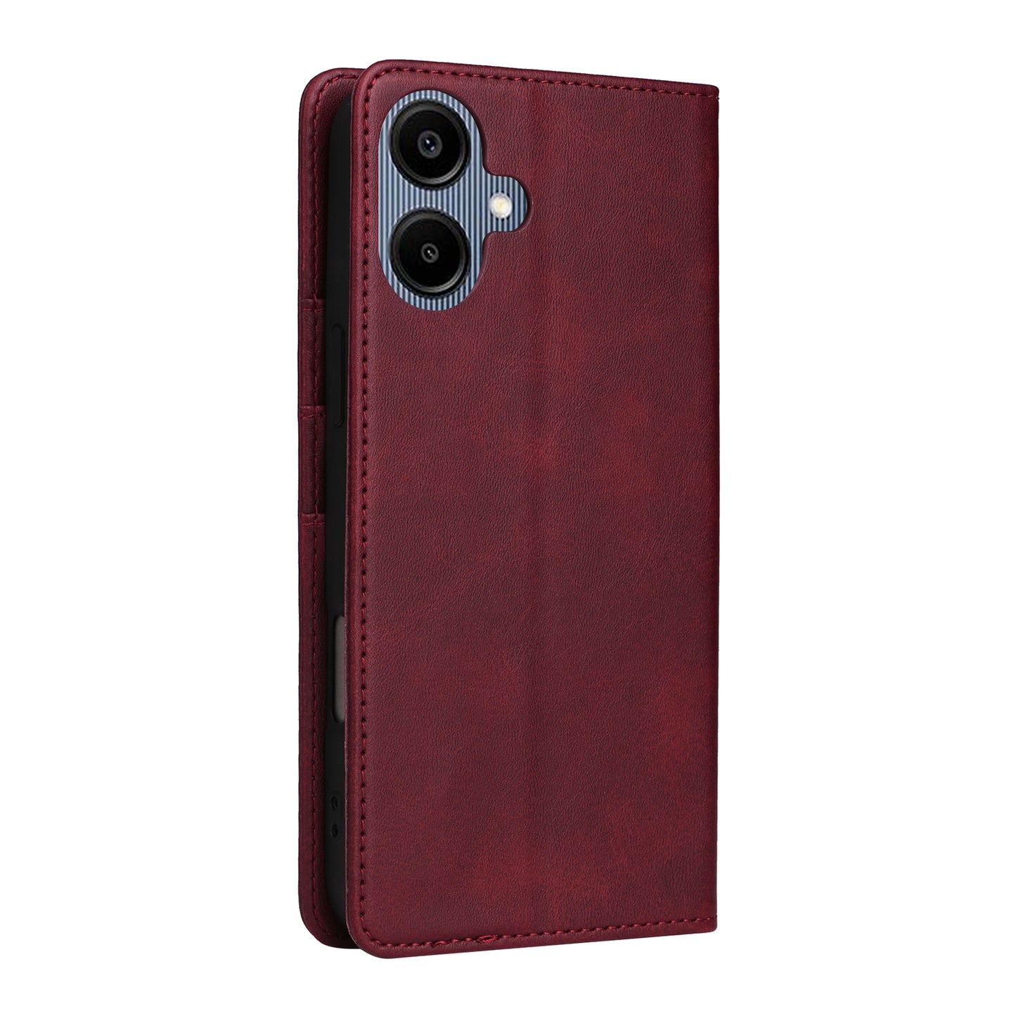 For Samsung Galaxy A06 Case RFID Blocking PU Leather Phone Wallet Cover - Wine Red