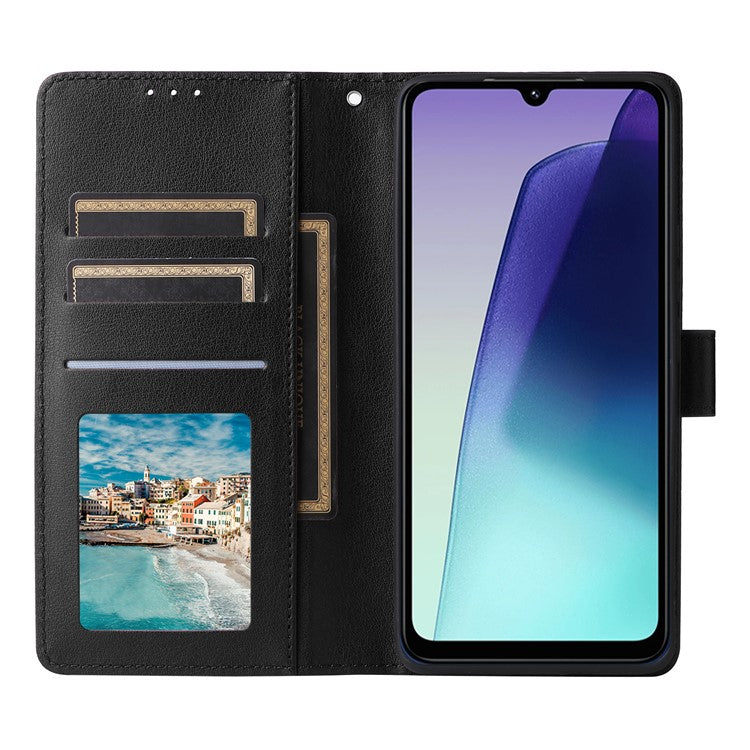 For Xiaomi Poco C75 4G / Redmi 14R 5G / 14C 4G Case Wallet Stand View PU Leather Phone Cover - Black