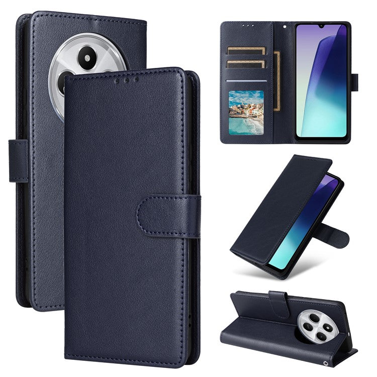 For Xiaomi Poco C75 4G / Redmi 14R 5G / 14C 4G Case Wallet Stand View PU Leather Phone Cover - Blue