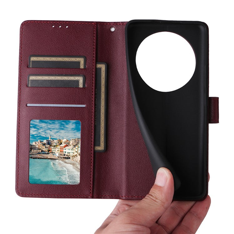 For Xiaomi Poco C75 4G / Redmi 14R 5G / 14C 4G Case Wallet Stand View PU Leather Phone Cover - Wine Red