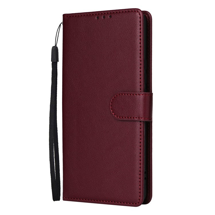 For Xiaomi Poco C75 4G / Redmi 14R 5G / 14C 4G Case Wallet Stand View PU Leather Phone Cover - Wine Red