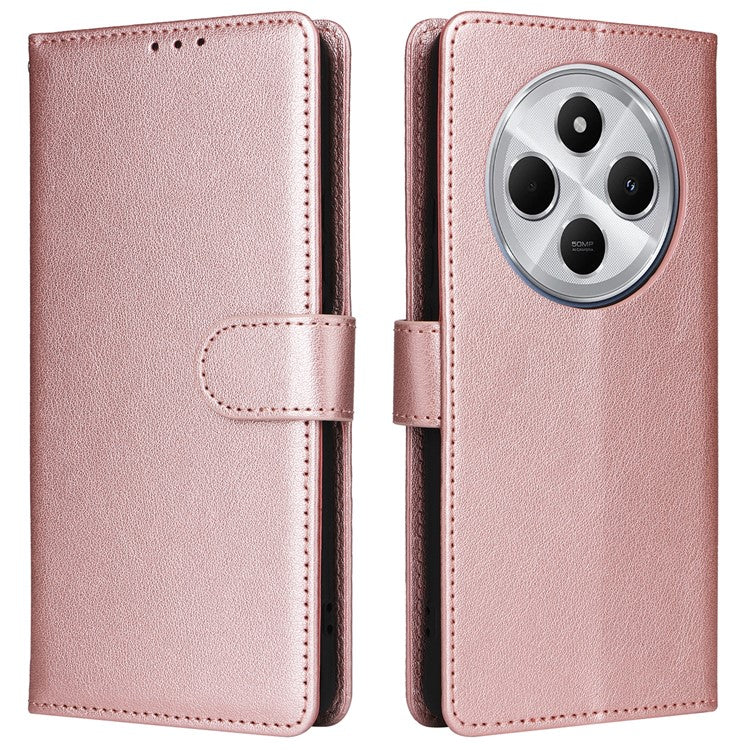 For Xiaomi Poco C75 4G / Redmi 14R 5G / 14C 4G Case Wallet Stand View PU Leather Phone Cover - Rose Gold