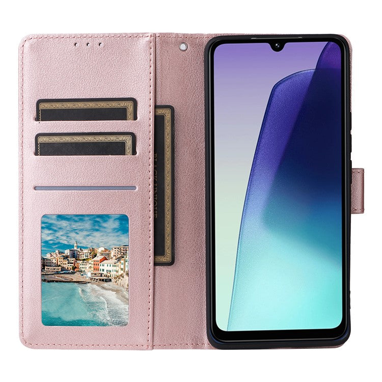 For Xiaomi Poco C75 4G / Redmi 14R 5G / 14C 4G Case Wallet Stand View PU Leather Phone Cover - Rose Gold