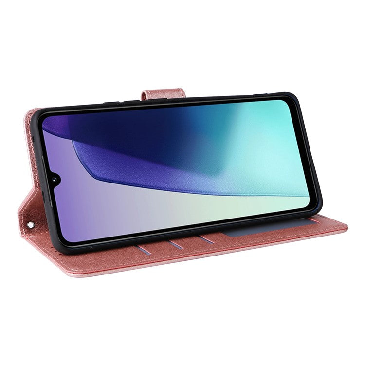 For Xiaomi Poco C75 4G / Redmi 14R 5G / 14C 4G Case Wallet Stand View PU Leather Phone Cover - Rose Gold