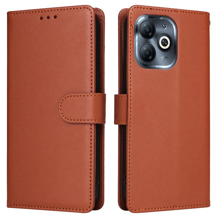 For Infinix Smart 8 4G Case Wallet Stand View PU Leather Phone Cover - Brown