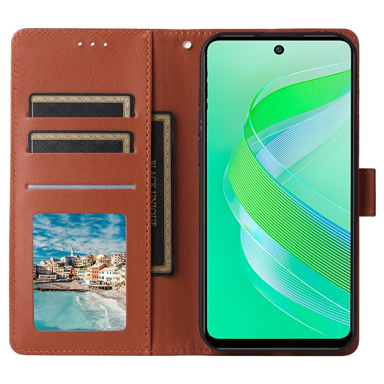 For Infinix Smart 8 4G Case Wallet Stand View PU Leather Phone Cover - Brown