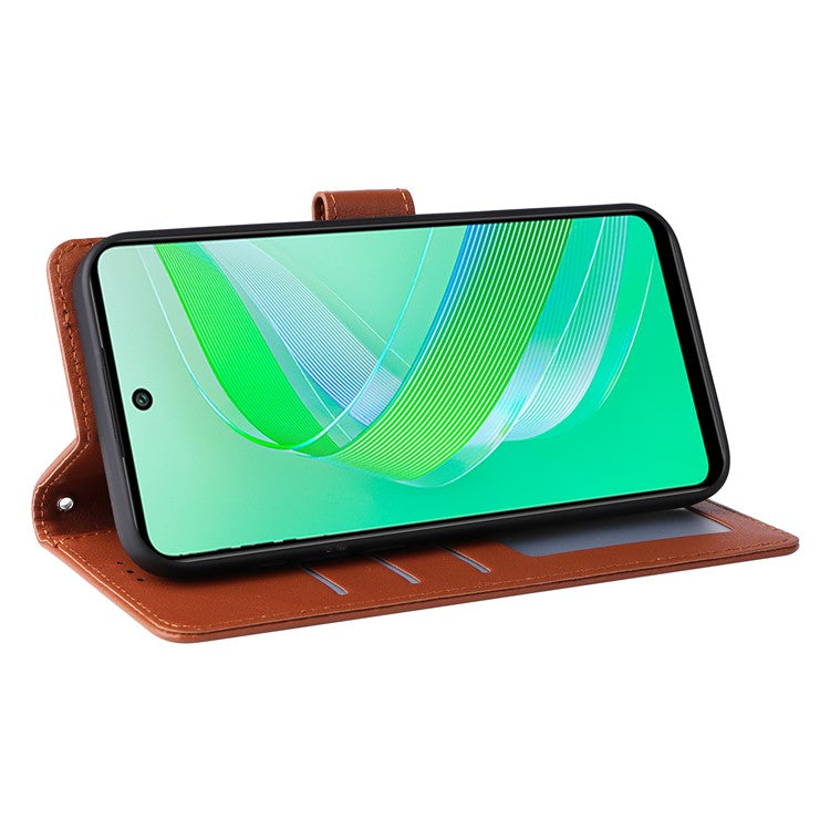 For Infinix Smart 8 4G Case Wallet Stand View PU Leather Phone Cover - Brown