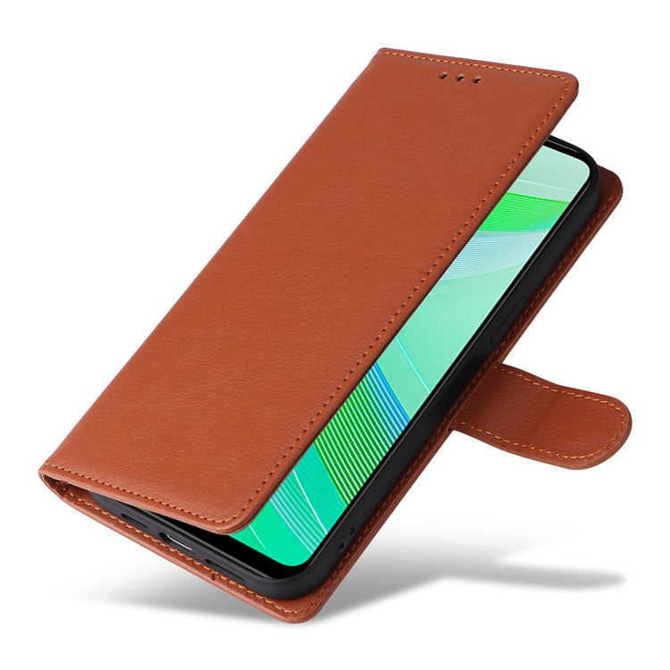 For Infinix Smart 8 4G Case Wallet Stand View PU Leather Phone Cover - Brown