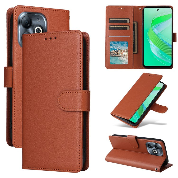 For Infinix Smart 8 4G Case Wallet Stand View PU Leather Phone Cover - Brown